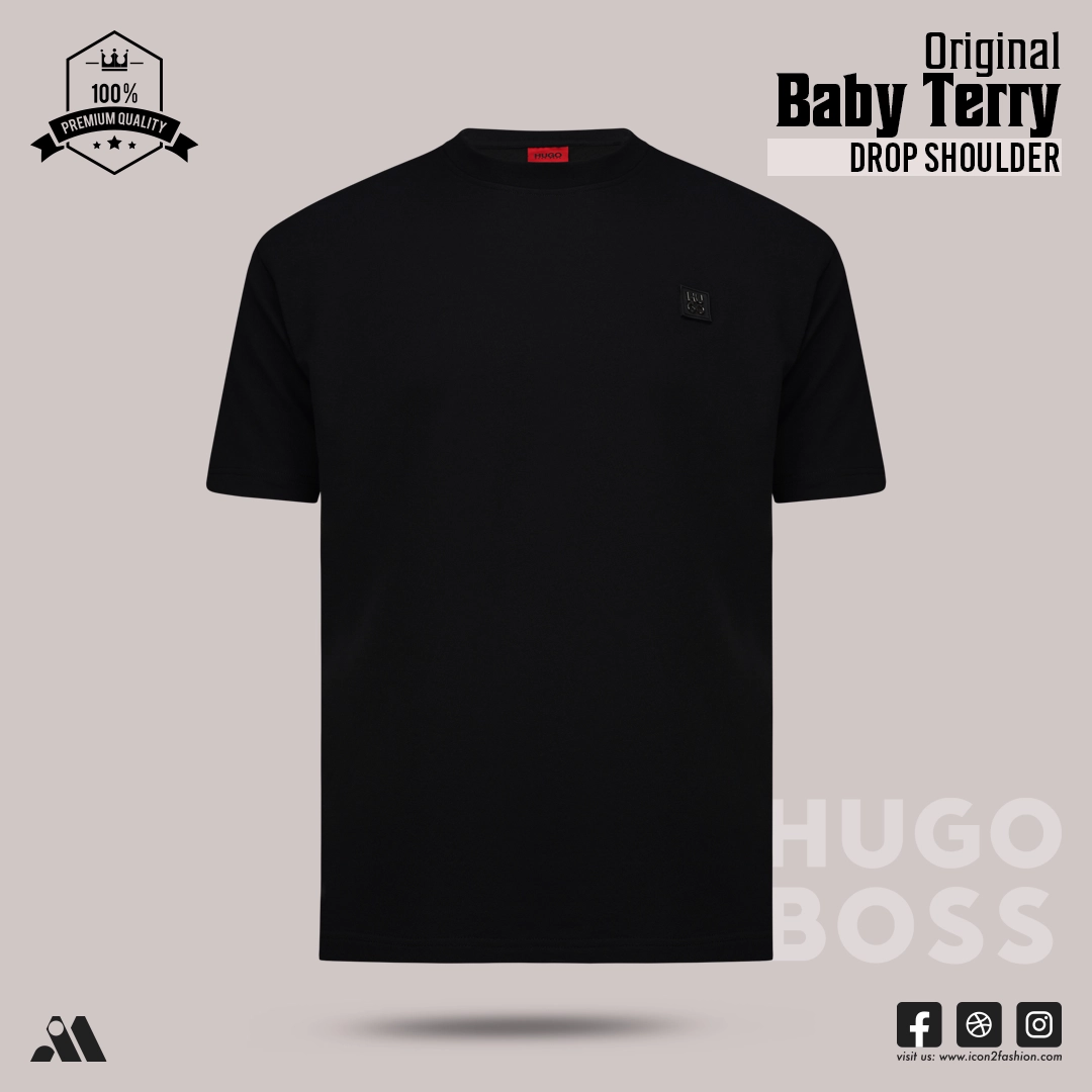 01. HUGO BOSS tshirt by ICON2 Hugo Baby Terry Drop Shoulder - Black - Image 1