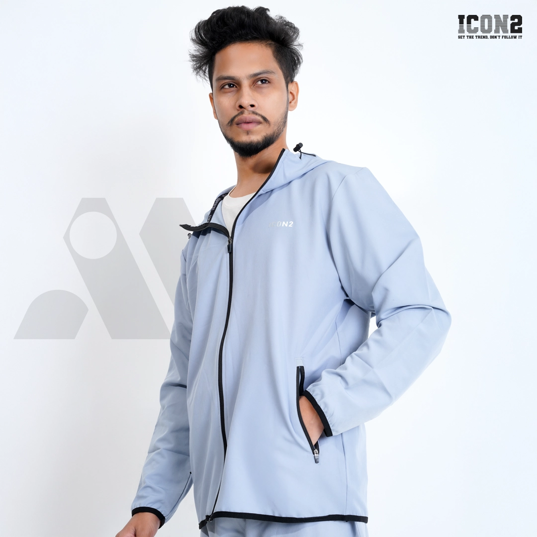 01. Icon2 Ash Hoodie ICON2 Dobby Full Zipper Hoodie - Ash - Image 1