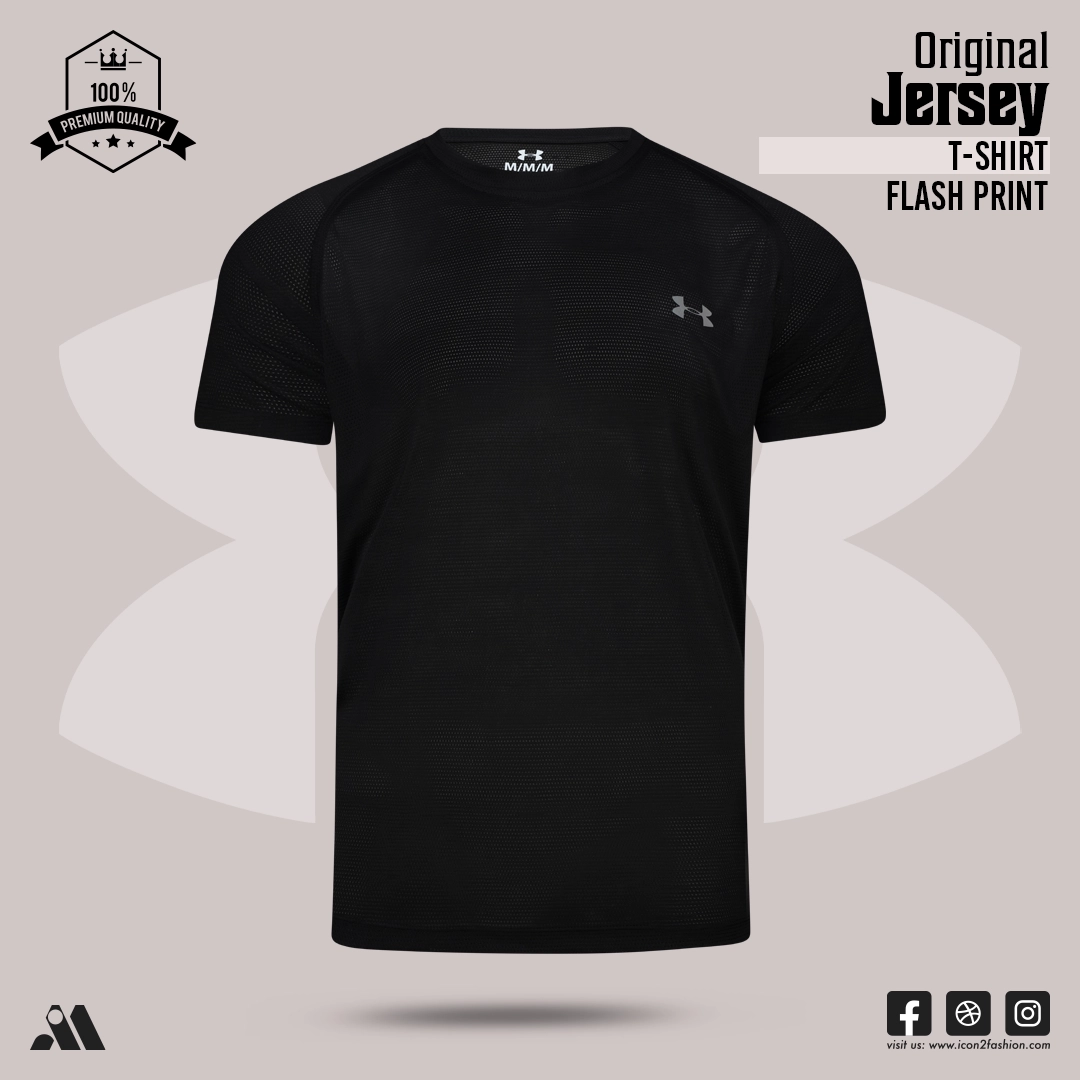 01. under armour tshirt by ICON2 Under Armour Jersey T-Shirt Flash Print - Black - Image 1