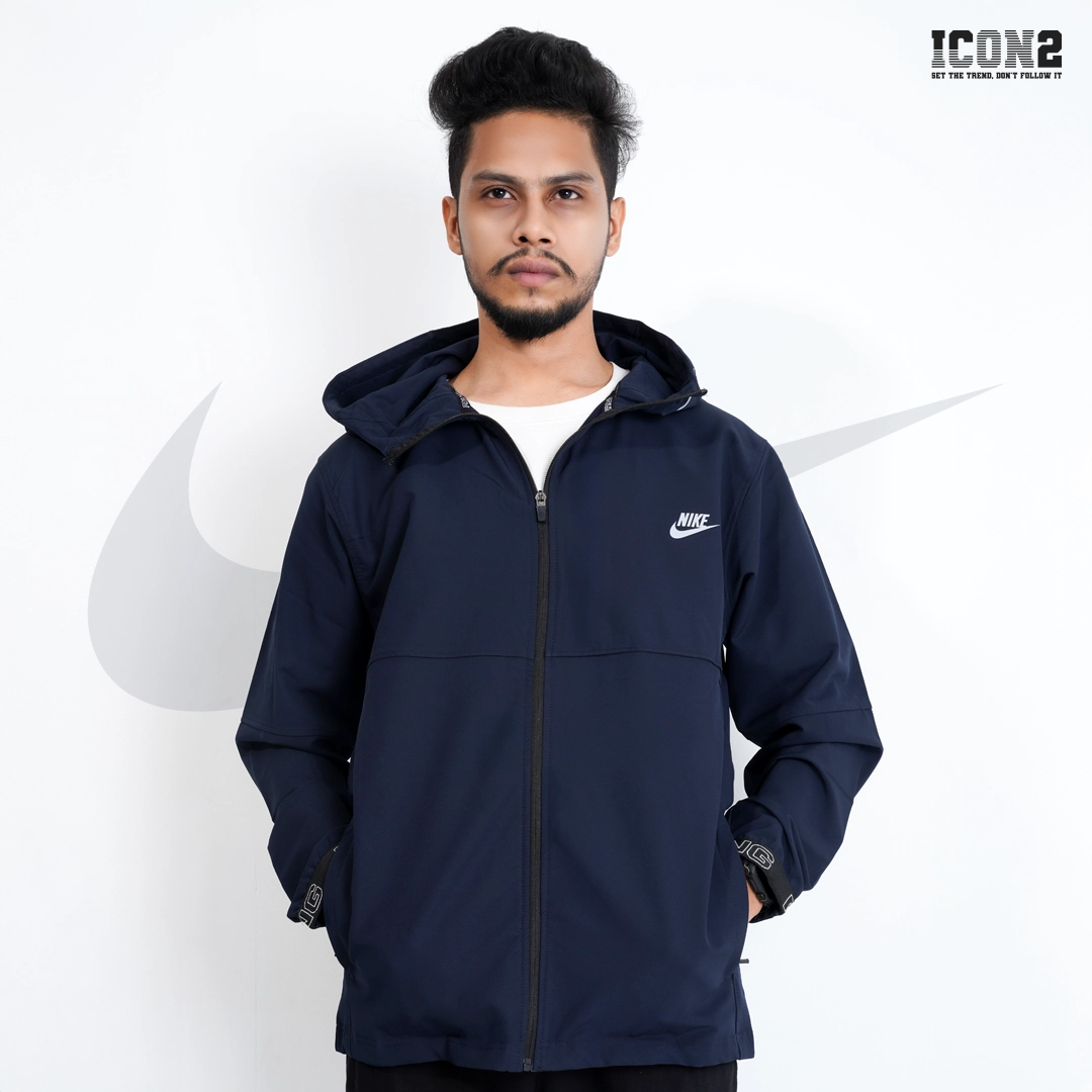 02. nike blue hoodie . Nike Dobby Full Zipper Hoodie - Navy - Image 1