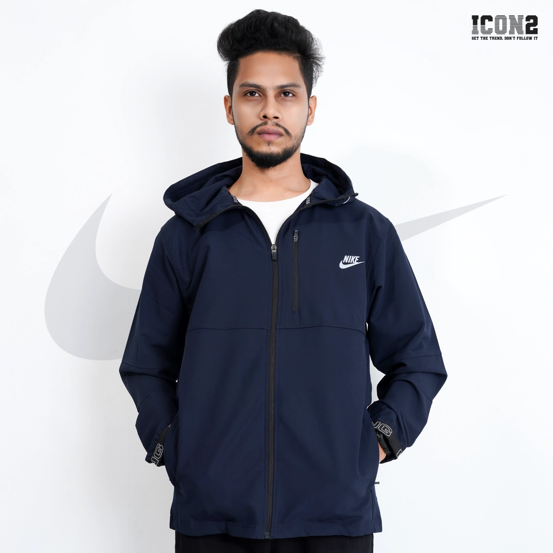 02. nike blue hoodie Nike Dobby Zip-Up Hoodie - Navy - Image 1