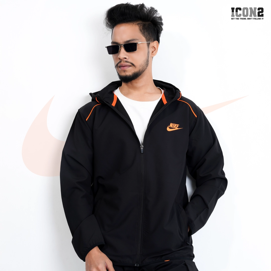 04. nike orange hoodie Nike Dobby Full Zipper Hoodie - Orange - Image 1